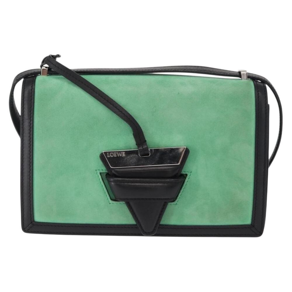 Loewe Suede Leather Barcelona Shoulder Bag Green
